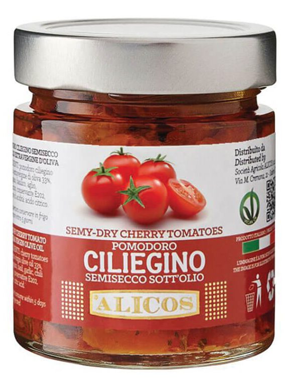 Alicos pusiau džiovinti pomidorai ypač tyrame alyvuogių aliejuje 190g.